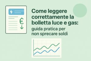Persona che analizza una bolletta luce e gas per controllare consumi e costi
