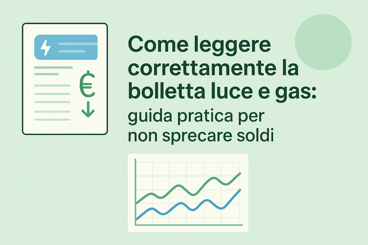 Persona che analizza una bolletta luce e gas per controllare consumi e costi